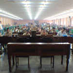 Front view of the production floor and Jaime and Pepin's table.