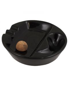 Black Ceramic Single Ashtray With Cork