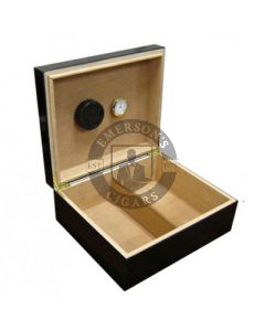 Black 40 Count Humidor with Divider and Humidifier