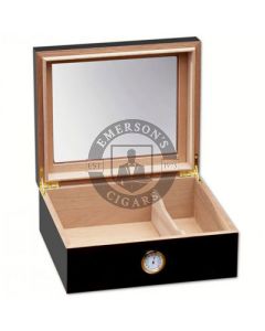 Black Glass Top 40 Count Humidor with Divider and Humidifier